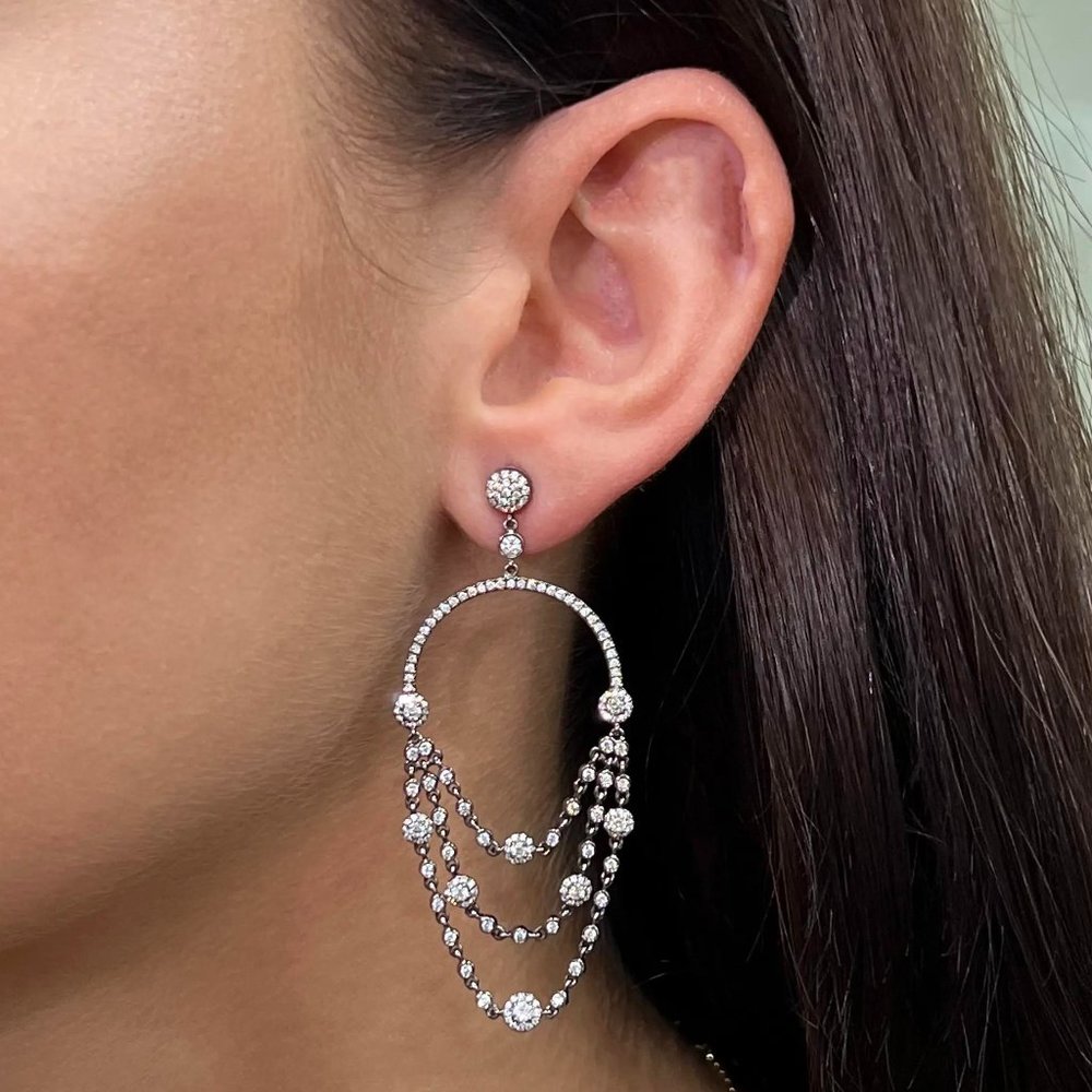 Messika 1.83Cttw Joy Diamond Chandelier Earrings 18K Black Gold